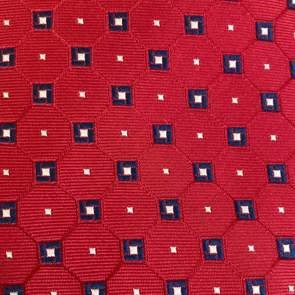 Roundtree & Yorke Red/Blue/White Tie 100% Silk